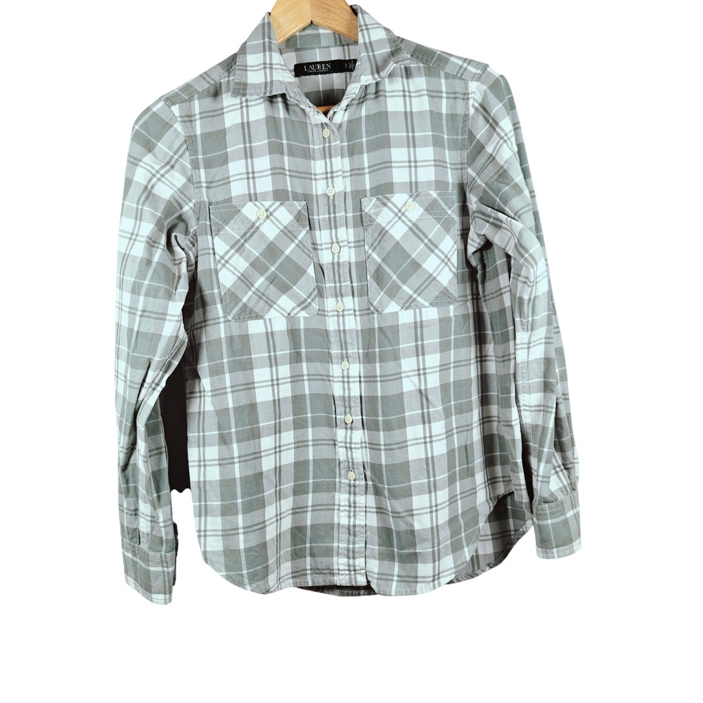 Lauren Ralph Lauren women's Plaid Long Sleeve Button Down Shirt small cotton - Picture 2 of 16